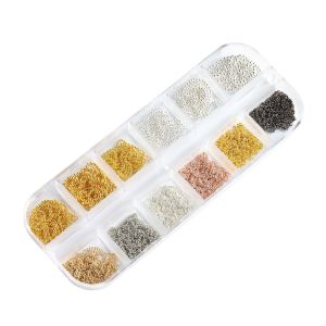 COOLSOOL Metal Nail Art Chains Beads 12 Grids Nail Jewelry Charms Punk Style DIY Nail Embellishments Manicure
