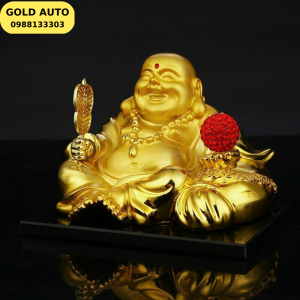 Tượng Phật Ông Di Lặc Đặt Taplo Trang Trí Taplo Ô Tô Có Quả Cầu Xoay Năng Lượng Mặt Trời