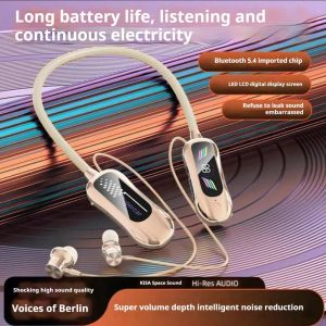 หูฟังบลูทูธไร้สาย BONINE รูปทรงรถสปอร์ต เสียงสเตอริโอ สายคล้องคอ จอแสดงผล LED หูฟังแม่เหล็กในหู หูฟังสำหรับเล่นเกมส์