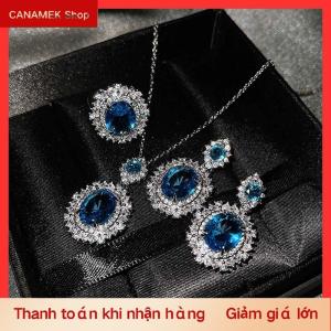 CS 3 cái bộ thanh lịch sang trọng thời trang pha lê zircon Vòng Cổ Bông Tai Nhẫn cho phụ nữ Cô gái bên đám cưới cô dâu trang sức Bộ quà tặng