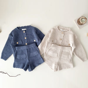 deer jonmi New Autumn Winter Toddlers Girls Knitted Sets Cardigan Sweater Shorts 2pcs Korean Style Baby Kids Princess Outfits2026