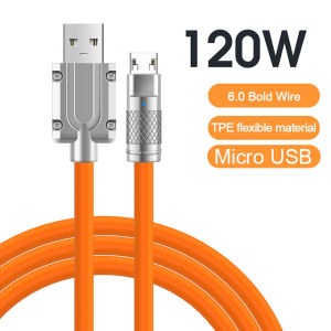 สายชาร์จ USB 120W Super Fast Charge LED สายข้อมูล Bold สาย Type C สายไอโฟน สาย Micro สาย USB C ของแท้ 100% 1M สำหรับ Xiaomi Huawei Samsung J5 S6 OPPO R9 VIVO X7 REALME iPhone รับประกัน 2ปี