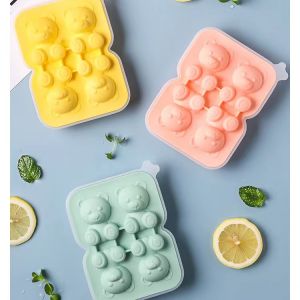 3D Little Teddy Bear Shape Ice Cube Silicone Mold Silian Little Bear Ice Block Mold Household Ice Cream Ice Cube Tray