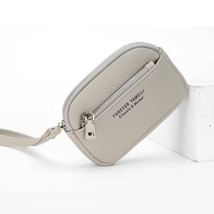 PIYU Newกระเป๋าสตางค์หนังแฟชั่นสไตล์เกาหลีกระเป๋าสตางค์ซิปผู้หญิง 2 ชั้นกระเป๋าสตางค์สายรัดข้อมือแบบพกพา