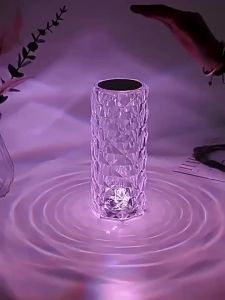 3/16-color Touch-controlled Crystal Lamp Rechargeable Rose Projection Night Light Remote-controlled Dimmable Mood Lamp Crystal Decorative Ambient Light