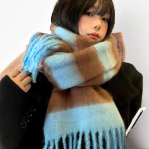 🔥🔥🔥adae Sang trọng giả cashmere phụ nữ Khăn mùa đông dày ấm sọc CAPE kết thúc tốt đẹp nữ tua dài chiếc khăn ấm kỳ nghỉ Quà Tặng