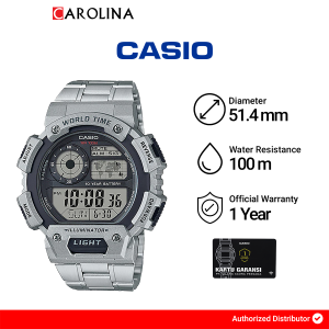 Jam Tangan Pria Casio General AE-1400WHD-1A Digital Dial Stainless Steel Strap