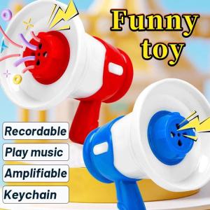 Kids Handheld Megaphone Speaker with Keychain Mini Loud Speaker Record Speaker Funny Music Toy