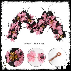 JING Multicolor Halloween Garland Silk Leaves Maple Leaf Maple Leaves Rattan Gold Berries Faux Leaf Vine Home Decoration