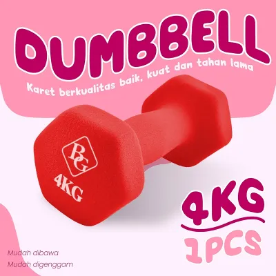 BG SPORT Dumbbell 4Kg Neoprene Rubberized Alat Olahraga Angkat Besi Q-304 1Pcs Red