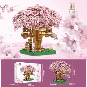 Mainan Bricks Sakura Pink Tree House Building Blocks Nano block Puzzle Assembly Toys Gift