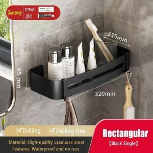 2 Tier Bathroom Rack Stainless steel Kitchen Wall Dinding Rack Shelf Corner Organizer Toilet Rack With hooks