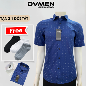 [TẶNG 1 ĐÔI TẤT] Áo Sơ Mi Nam Chấm Bi Ngắn Tay DVMEN Chất Liệu Từ Sợi Tre Cao CấpLịch LãmTrẻ Trung