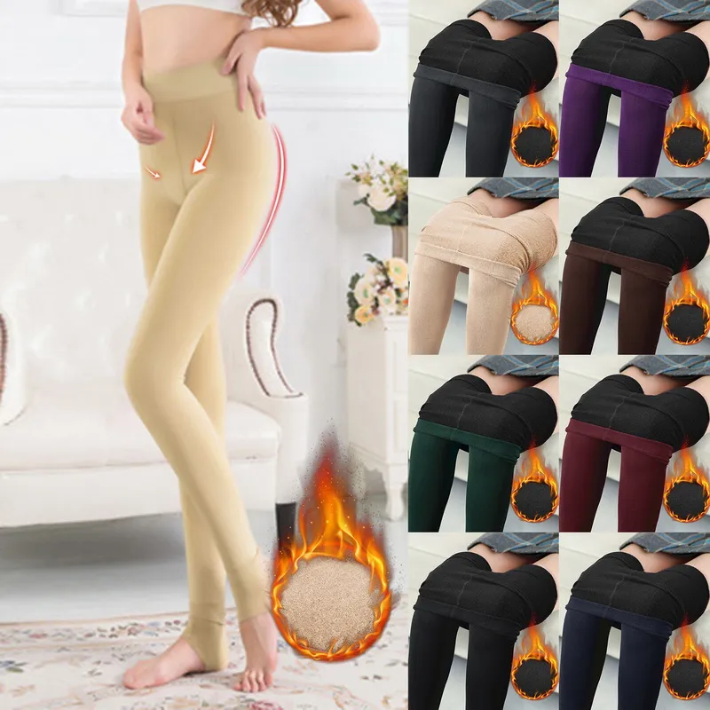 Slim Leggings For Women Plus Size High Waist Stretchy Opaque Velvet Thermal Pants  Tummy Control Butt Lifting Yoga Pants Workout Running Hiking Gym