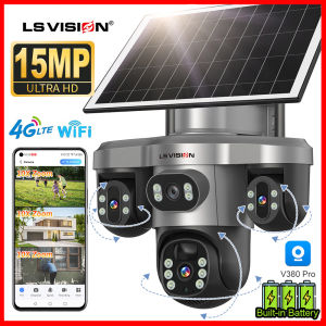 LS tầm nhìn V380 4G/Wifi 15MP 3 PTZ ống kính năng lượng mặt trời Camera CCTV 10x Zoom CCTV ai phát hiện 2-cách nói chuyện năng lượng mặt trời + 8000mAh IP66 không thấm nước hình người Phát hiện tự động theo dõi IP an ninh máy ảnh