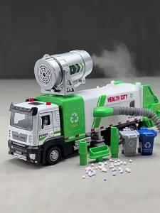 [MY Stock]Electric Sweeper Truck Toy – Water Spray Light & Sound Pull Back Alloy Model Gift for Kids