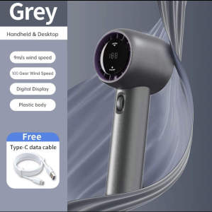 Mini Fan Rechargeable Portable 6000mAh Air Cooler Handheld Jet Fan Strong Wind 100 Gear Wind Speed Metal Body Digital