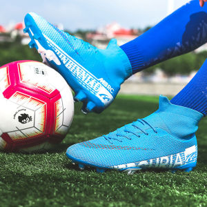 TF รองเท้าฟุตบอลรองเท้าสตั๊ดสําหรับเล่นฟุตบอลรองเท้าหุ้มข้อสําหรับนักกีฬาการแข่งขันรองเท้าฟุตบอลสวมใส่สบายในร่มรองเท้าฝึกกลางแจ้ง
