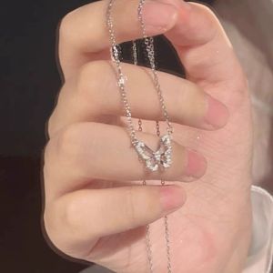 Ins Korean Butterfly Necklace Bling Summer Tassel Necklace Choker Collarbone Chain Fashionable Hollowed-out Butterfly Necklace