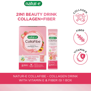 NATUR-E CollaFibe Collagen Drink 1 Box isi 6 Sachet | Vit.E & Fiber Menjaga Kulit