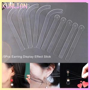 [KUNLIAN] 1 5Pcs Clear Acrylic Earring Display Holder Rack Earring Wearing Effect Stick Ear Stud Jewelry Try On Stick