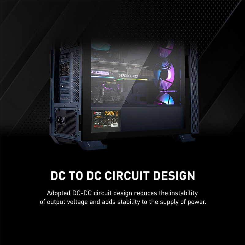 Inplay Power Supply 450W 550W 650W 750W PSU 80 PLUS Bronze With RGB Light For Computer PC Power 80Plus Bronze Certified