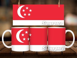 * 1 PC MUG WITH BOX * SINGAPORE FLAG MUG DESIGN 11oz with BOX SOUVINER MUG