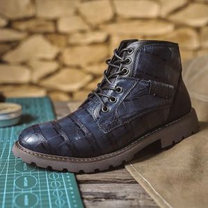 FECHENG Men Boots lace up Style Leather Shoes Italiano ankle Boots Platform Martin boots For Men Chelsea Boots Big Size 39-45 46 47 48