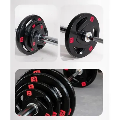 Ready stock!Rubber Coated Olympic Weight Plates 50mm Tri Holes Weight Plate icon -2.5/5/10/15/20kg