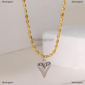[COD] Modingdue Plated Stainless Steel Heart Pendant Bead Chain Necklace For Women Love Symbol Hypoallergenic Dainty Jewelry Gift