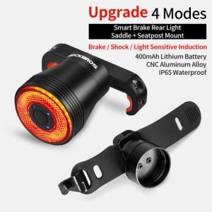 【SG Delivery】ROCKBROS Smart Bicycle Brake Light IPx6 Waterproof LED Charging Cycling Taillight Bike Rear Light Accessories