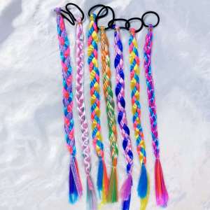 Colorful Unicorn Bowknot Wig Hair Clip Kids Hairpin Girls Ponytail Braided Hair Accessories
