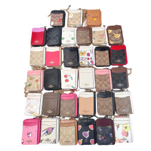 Hot Sale！Coach Official Store Original Authentic Card Case 11 Women Card Holders Classic Metal Logo Chain Small Card Bag CZ761 CCC95 CDQ15 Size: 10.5 * 2.3 * 8cm 【54 Colors Available】