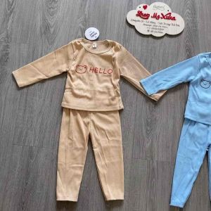 Bộ tay dài bé trai bé gái thun gân cạp cao