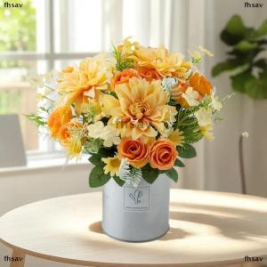 [COD] fhsav 1ชิ้นดอกกุหลาบประดิษฐ์สำหรับงานแต่งงานที่บ้านและห้องนอนของตกแต่งสวนช่อดอกไม้เจ้าสาวแจกันดอกไฮเดรนเยียทรงดอกรักเร่ทำจากผ้าไหมปลอมสำหรับใช้กลางแจ้ง