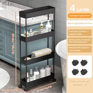 4 Layer  Rack Organizer Moving Storage Shelf Wall Cabinets Home Bedroom Organizer Trolley Kitchen Racks Space Savers  Kitchen Organizers
