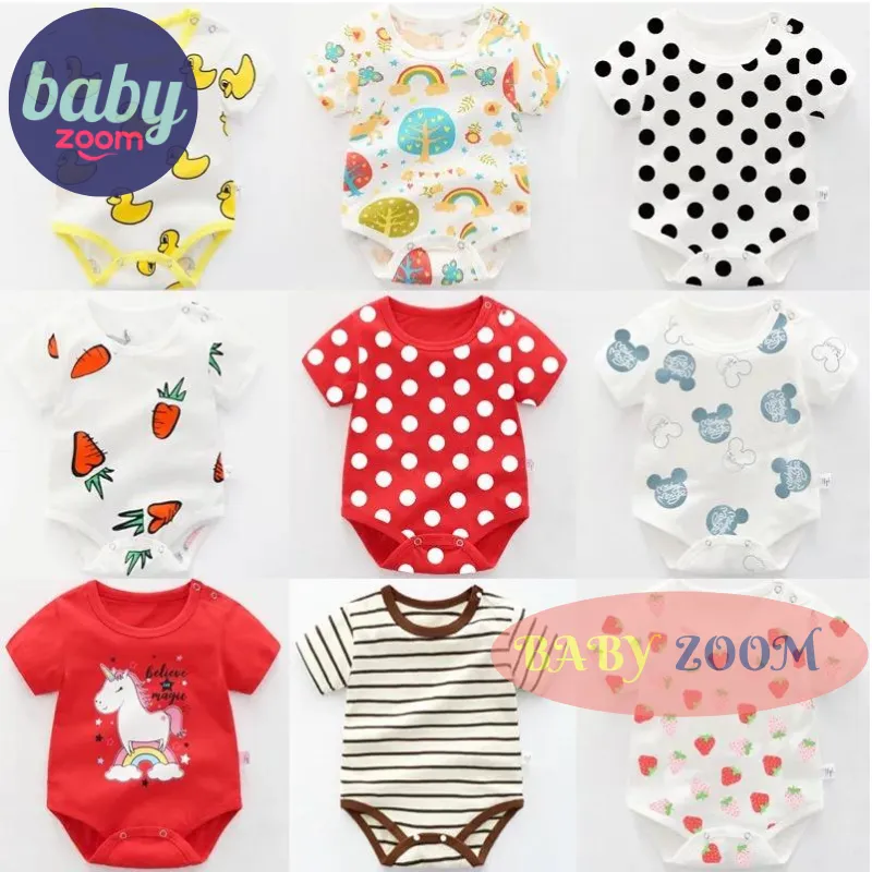 BABY ZOOM】Brand Baby Girls ASSORTED SINGLES Onesie 100% Cotton