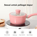 Ecowin Cookware Peach Series Pink Ceramic Non-stick Milk Pan Periuk susu Saucepan Suitable for All Stoves(Gas & Electric & Induction & Ceramic). 