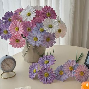 CANICECA 3PCS/Bundle Sunflower Daisy Artificial Flower Multicolor 3D Printed Real Touch Flowers Creative Floral Arrangement Simulation Flower Chrysanthemum Home Decoration
