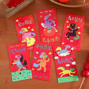 FlickS red packet 2026 新年红包 马年红包 6Pcs/Set Paper 2026 Horse Year Red Envelope Cartoon Traditional Spring Festival Red Envelopes Practical Lucky Red Pocket for Chinese New Year