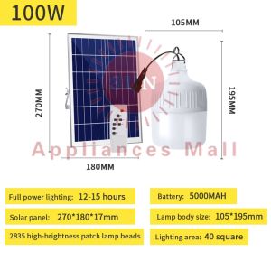Outdoor Waterproof Solar Light Bulb With Solar Panel 400W High Brightness 3 Colors Adjustable Solar Outdoor Light Emergency Solar Street Light LED Bulb