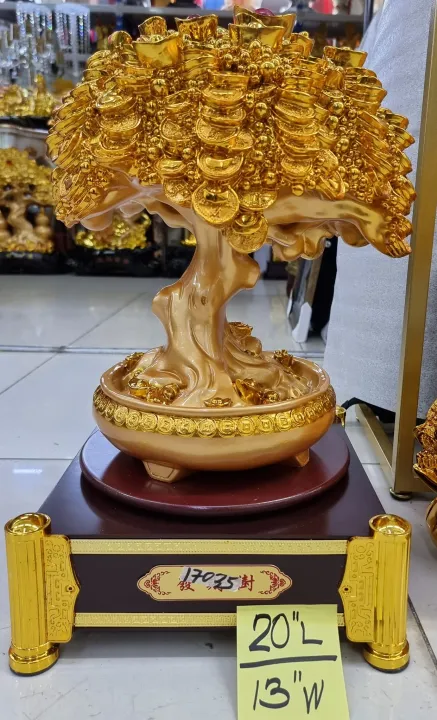 Money Tree 18 Inches Extra Large Money Tree Gold Rotating Money Tree for Desk Office Home ...
