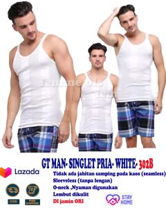 Femme Ols 1 Pc Singlet Pria Premium GT Man White 302B