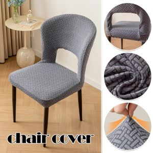 NEXASHOP Elastic Curved Chair Cover Hollow Back Jacquard Dining Chair Covers Universal Dustproof Arc Armchair Covers Seat Cover