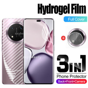 3in1 Soft Hydrogel Film For Honor X9C 5G 2024 Carbon Back Film For HonorX9C Screen Protector Camera Lens Protector Full Cover Lens Film