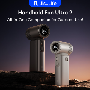 JisuLife Handheld Fan Ultra2 9000mAh Longlasting Mini Fan 5 in 1 Fans With 100 Speeds Flashlight Power Bank Air Pump For Outdoor Camping