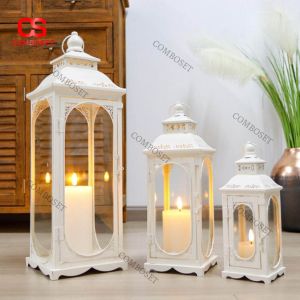 Đèn Lồng Kim Loại Trắng Hoa Văn Tinh Xảo Phong Cách Cổ Điển