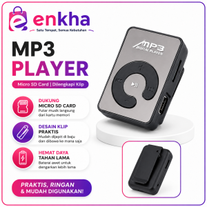 C-Logo MP3 Player Portable Mini dengan Clip Pemutar Lagu Digital Support MicroSD Rechargeable untuk Olahraga dan Aktivitas lainnya