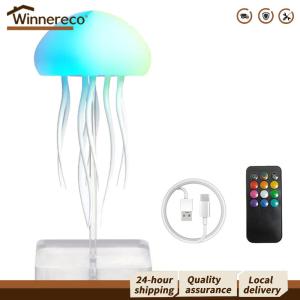 [Winnereco Flagship Mall] LED Gradient Jelly Fish Light Rechargeable Cute Jellyfish Desk Lamp Jellyfish Dancing Leg Light for Bedrooms Living Room