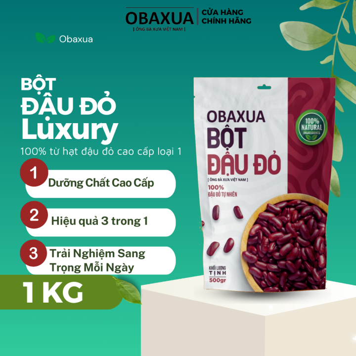 Bột đậu đỏ [ 1KG ] hữu cơ nguyên chất 100% OBAXUA - Dùng đắp mặt và dưỡng trắng toàn thân làm sạch sâu mặt nạ dưỡng da giúp da trắng mịn màng hiệu quả